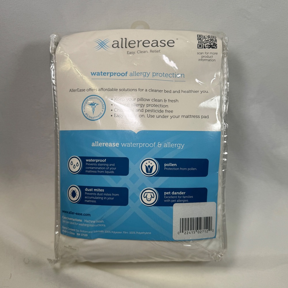Allerease Full Mattress Encasement Waterproof Allergy Protection 12in Deep White - Picture 3 of 5